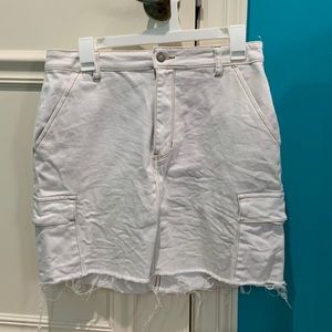 Hollister frayed mini white denim skirt